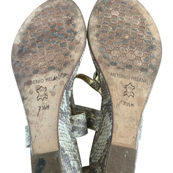 Antonio Melani Women’s Gold Snake Print Sandals with Gold Accents - Picture 2 of 2